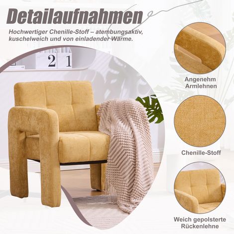 Fauteuil Nordique Confortable pour Salon, Chambre ou Bureau - Siège Rembourré Style Minimaliste Scandinave