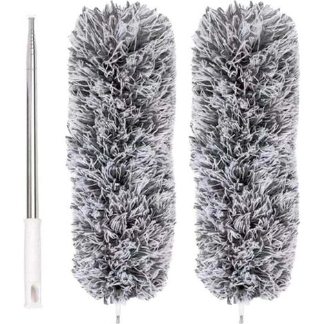 Plumeau Extensible en Microfibre avec Perche télescopique en Acier 110 po et tête Nettoyage Pliable Plumeau Plafond Lavable