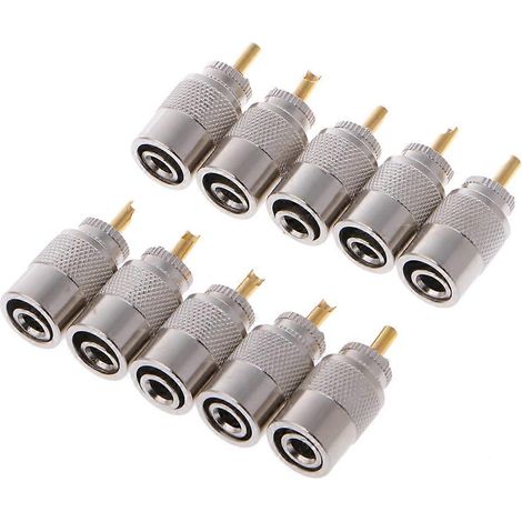 Lot de 10 connecteurs RF mâles UHF PL-259 à souder pour câble coaxial RG8X (1/5)