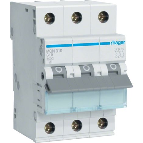 Hager MCN310 interruptor automático trifásico gris 10 A 230-400 V