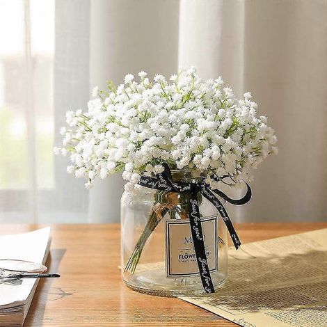 Bouquet de fleurs artificielles respirantes, gypsophile blanche fraîche en vrac, idéal pour les couronnes de mariage et la décoration de jardin, 8 tiges par paquet (1/5)