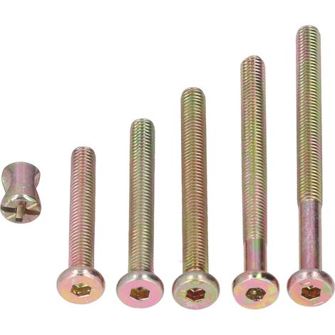 Lot de 100 vis de fixation pour meubles en acier inoxydable haute dureté avec écrou à marteau et clé incluse. (1/5)