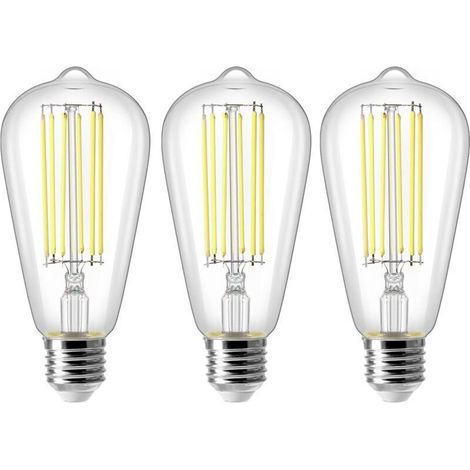 8W E27 ST64 Ampoule LED, Ampoule à Filament Vintage Edison, Equivalent à 80W, Blanc Froid 6500K, 800LM, Rétro Décorative Lampe, Non Dimmable, Lot de 3 (1/5)