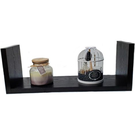 Estantería flotante negra para pared de 60 cm