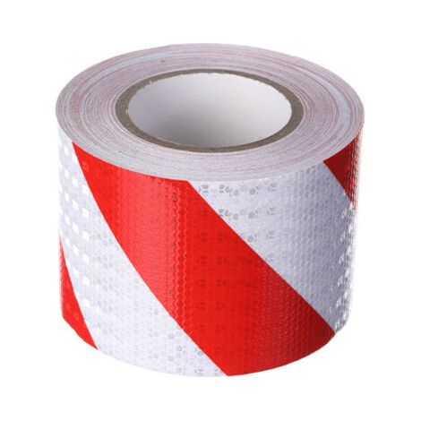 Ruban d'avertissement réfléchissant en sergé rouge et blanc de 10 cm de large et 25 m de long (1/5)