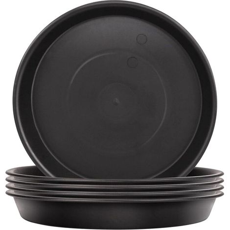 Lot de 5 soucoupes pour pots de fleurs noires, plateaux de protection pour plantes (1/5)