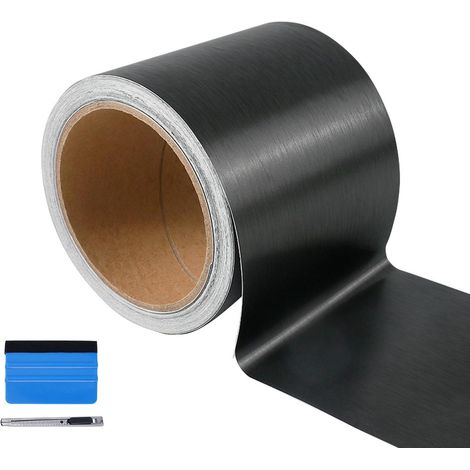 Autofolie Schwarz Satin Metallic Gebürstet 7,5cmx900cm Selbstklebend Blasenfrei (1/5)