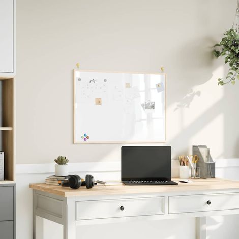 Tableau blanc magnétique effaçable à sec en pin massif blanc 80 x 55 cm - PANGIVO (1/5)