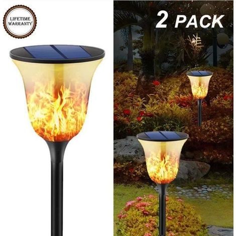 Lumières solaires LED Torches de jardin Flammes scintillantes étanches Crépuscule (Pack de 2) Gu28338 (1/3)