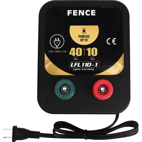 Chargeur de clôture électrique 10miles 0.3J portable hôte à impulsions pour animaux US 110V (1/5)