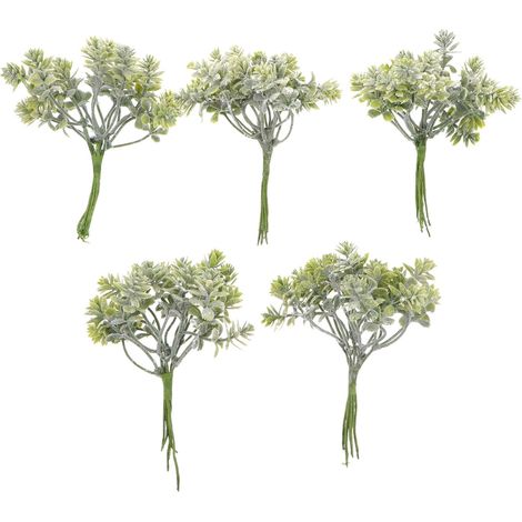 5pièces Branche De Vertes Artificielles Plastique Plantes Artificielles pour Décoration Intérieure Et Extérieure Fausses Plantes (1/5)
