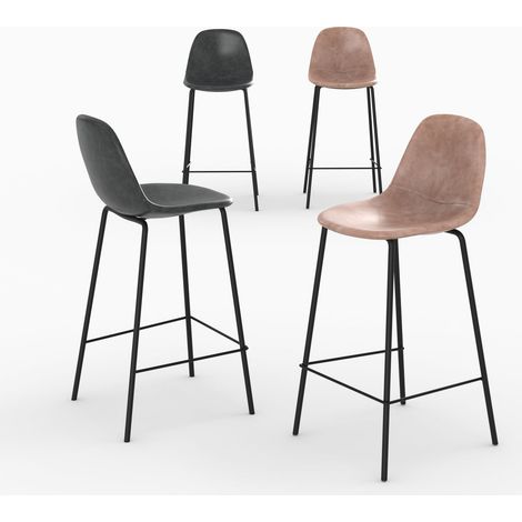 Pack 4 chaises pour îlot central taupe et gris/noir 65 cm - Henrik
