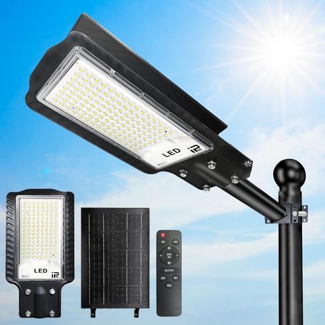 Farola Solar Exterior, Lámpara LED Solar con Mando a Distancia, 20000LM Luces Solares LED Exterior, IP65 Impermeable, 6500K Foco Solar Exterior Temporizador para Patio, Calzadas, Calle (1/3)