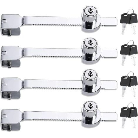 Lot de 4 verrous pour porte coulissante en verre, verrou pour porte vitrine, verrou à cliquet (1/5)