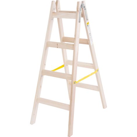 Leiter Strend Pro, 4-sprossig, Holzstufenleiter, 1,30 m, max. 150 kg (1/3)