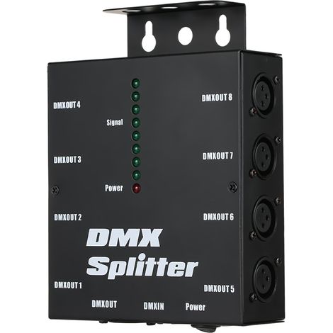 Répartiteur optique DMX512 Irovami - 8 canaux, 1 entrée/9 sorties, isolation 1000V, XLR 3 broches, pour scène/éclairage DJ, acier (1/5)