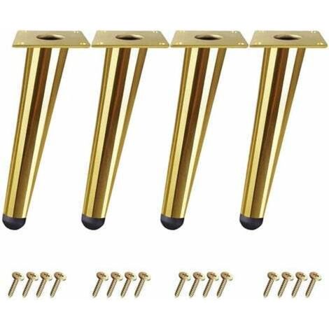 Lot de 4 Pieds de Table de 20cm en Forme de Cône Oblique - Pieds de Meuble pour Lits, Armoires, Chaises - Or, avec Vis (1/5)