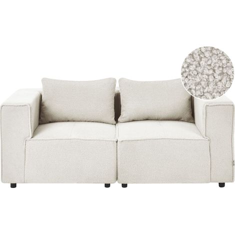 Modular 2 Seater Sofa Off-White Boucle Sectional Two Piece Sofa Modern Minimalistic Style AXEBO (1/5)