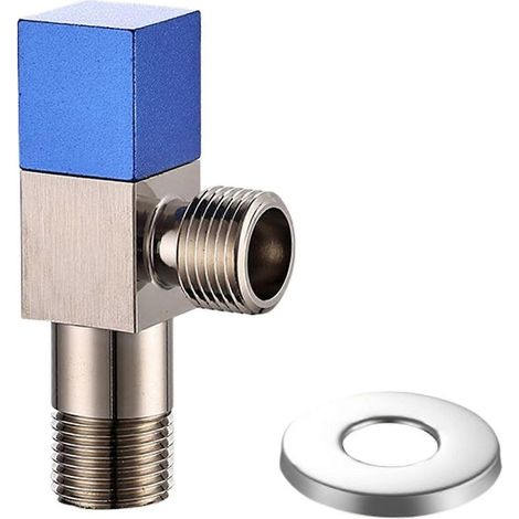 Robinets d'arrêt d'angle fiables et faciles à utiliser. Robinets d'arrêt d'angle métalliques polyvalents avec filetage 1/4 pour la cuisine. Bleu (1/5)