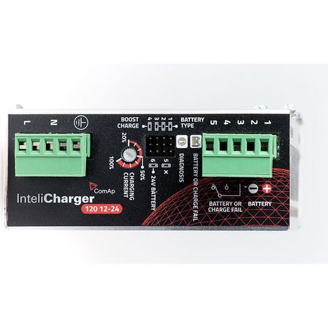 Cargador de batería 12v 6 Amperios / 24v 5 Amperios InteliCharger 120 12-24 ComAp