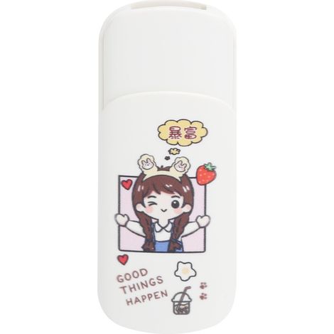 Clé USB 128Go motif fille cartoon, mémoire flash portable à couvercle coulissant, type stick design dessin animé (1/5)