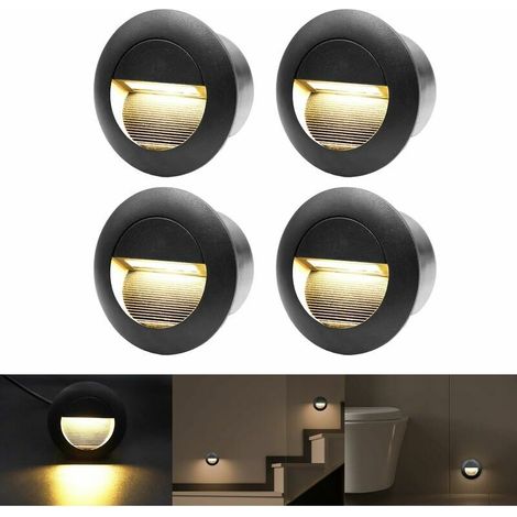 Applique murale LED Applique murale encastrée 3 W, blanc chaud, marches d'escalier en aluminium étanche, 230 V, noir (Ensemble de 4) thsinde (1/5)