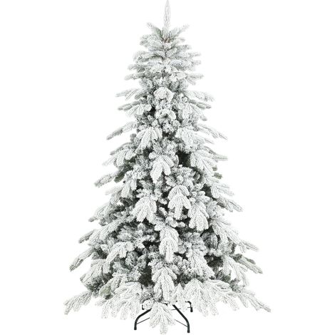 HOMCOM 6ft Christmas Tree with Flocked Realistic Tips, Hinged Xmas Tree (1/5)