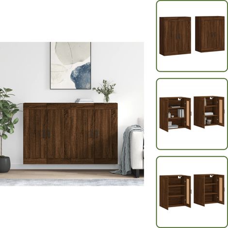 Armoires murales 2 pcs chêne marron bois d'ingénierie - Armoire Murale - Meuble Rangement - Buffet - Commode - Étagère Murale (1/5)