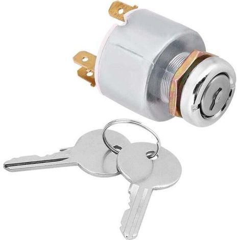 Contacteur à clé d’allumage 12 V, 3 positions (ON-OFF-START), universel, avec clé métallique incluse – interrupteur de démarrage pour moteur (1/5)