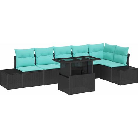 Garden Sofa Set 7 pcs Black Poly Rattan vidaXL (1/5)