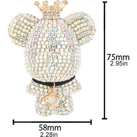 Désodorisant pour voiture, clip décoratif pour grille d'aération, motif ours en strass scintillants, accessoire de suspension pour l'intérieur de la voiture, convient à la décoration des grilles d'aér (1/5)