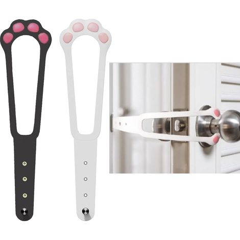 Loquet de Porte pour Chat,2 Pièces Ouvre-porte Pour la Ventilation et la Sécurité pour Chat Laisser Entrer Les Chats Empêcher Le Chien d'Entrer en Plastique Noir et Blanc