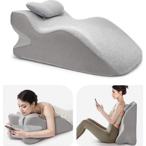 Oreiller de lecture en mousse à mémoire de forme – Forme en Y pour soutien dorsal – Confort optimal pour lecture et détente (1/4)