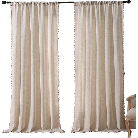 Rideaux effet lin pour le salon, rideaux translucides, décoration moderne pour la chambre, la salle à manger et le bureau (1/5)