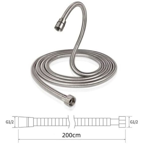 FENOPLASTICAFlexible de Douche 2m Acier Inoxydable Tuyau de Douche Anti-Torsion et Anti-Pliure G1/2 (1/3)