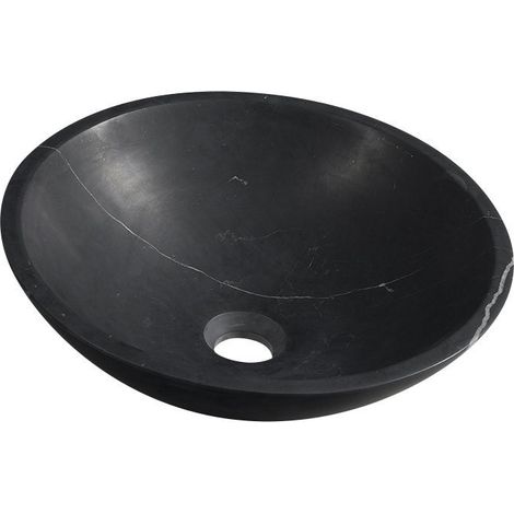 Sapho Blok - Vasque, diamètre 40 cm, sans trou pour robinet, pierre noire 2401-35 (1/4)