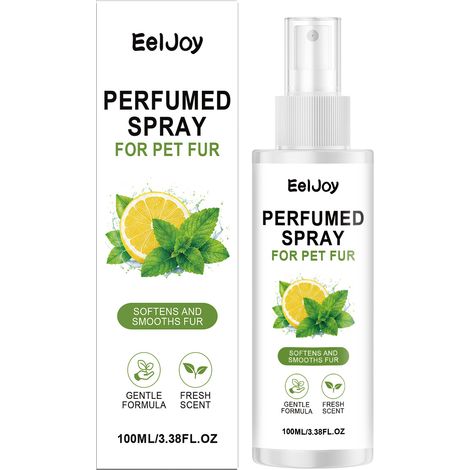 Spray parfumé pour fourrure d'animaux EELJOY (Menthe Citron) - Démêle les poils pour une fourrure douce et fraîche 100 ml (1/5)