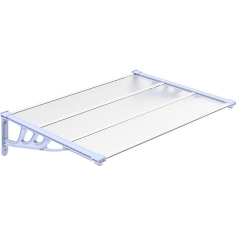 Auvent Marquise de porte, Store Banne pour porte, Gris et transparent 122x90 cm Polycarbonate OIB3671E (1/5)