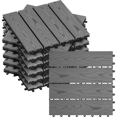 WOLTU Losetas Para Suelo Exterior Wpc (22 Paneles, 2 M², Gris Claro)