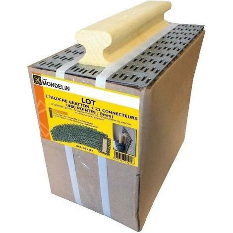 Mondelin – Lot de 21 connecteurs de rechange et gratton 480 pointes – Poignée ergonomique – Pour enduits grattés et arrachés – Usage intérieur et extérieur