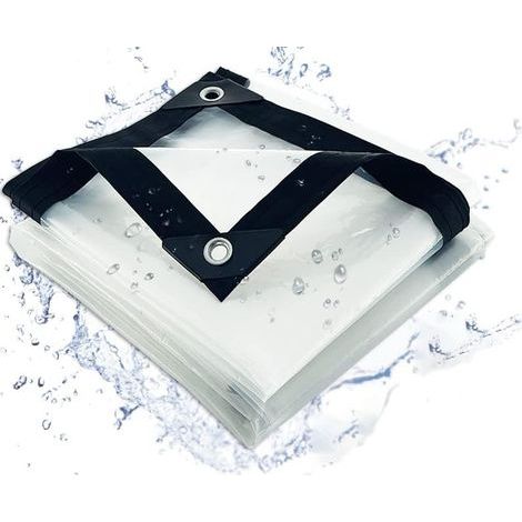 Wasserdichte Plane mit Ösen, transparent und wetterfest, Markisen- und Faltplanen, Schutzabdeckung, wasserdichte Ölplane für Gartenmöbel, Pflanzen, Gewächshaus, Dach (3x2m) (1/5)