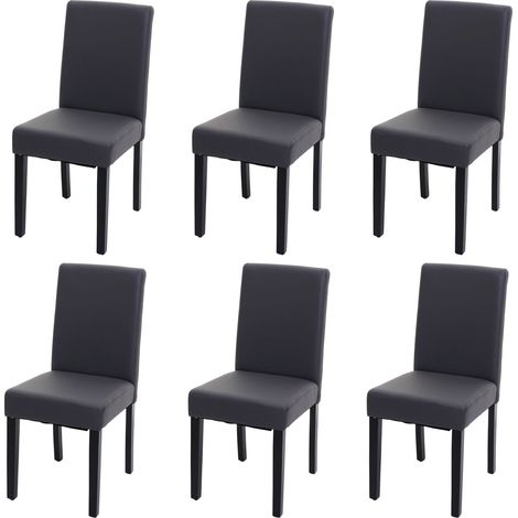 [NUNCA USADO] Juego de 6 sillas de comedor Silla de cocina Littau, polipiel, gris mate, patas oscuras