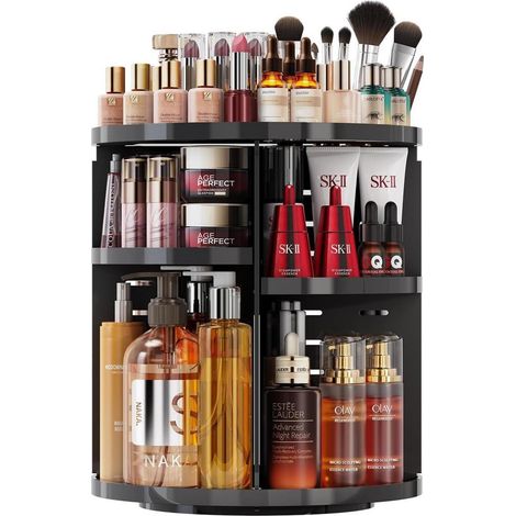 Make Up Organizer 9 Stufen 360 Drehbar Schminktisch Tintenschwarz (1/5)
