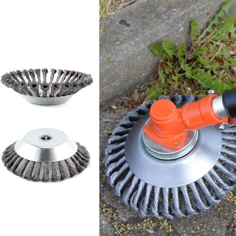 Tête Débroussailleuse,Débroussailleuse, Disque debrouissalleuses 200 x 25,4 mm, avec Poils Brosse métallique tressés, Couleur Argent-Improvement Concept 2025 - 8Zoll + 38Stränge (1/5)