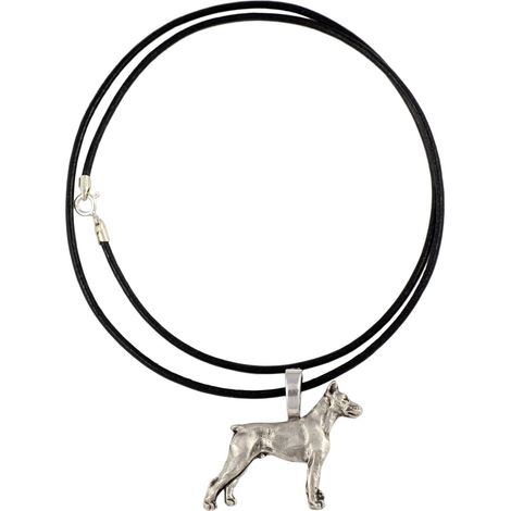 Doberman, Dobermann - collana con ciondolo a forma di cane, placcato in argento, per gli amanti dei cani, gioiello raffinato di Art-Dog (1/5)