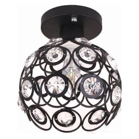 Moderne Industriel Plafonnier Noir Métal 20cm, Style Lampe Cristal DIY Lustre pour Salon Chambre Café Bar (1/4)