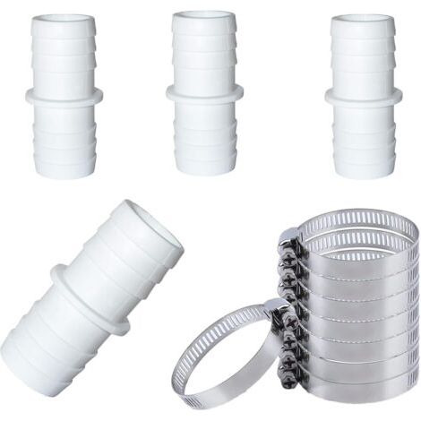 royaluxe-Lot de 4 Raccord de Tuyau,Adaptateur de Tuyau de Piscine avec 8 Colliers de Serrage,Adaptateur Raccord Piscine,Adaptateurs de Tuyau Ø 32 à 32 mm pour Piscine (32mm-32mm) (1/4)