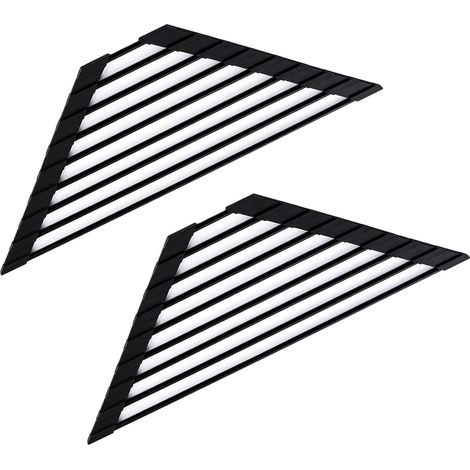 Égouttoir à Vaisselle Triangulaire Enroulable 2 Pièces Égouttoir Inox Évier avec Revêtement en Silicone, Rigide Cuisine Egouttoir Enroulable Pliable Multifonction pour Coins d'Évier (1/5)
