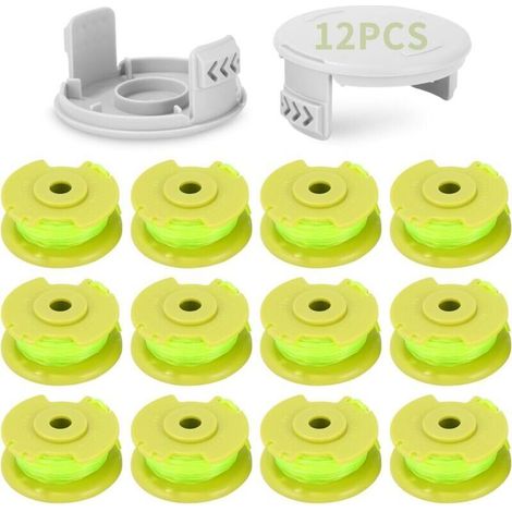 12 Pack Replacement Trimmer Line Spools for Ryobi One+ (12 Trimmer Line Spools, 2 Covers)
