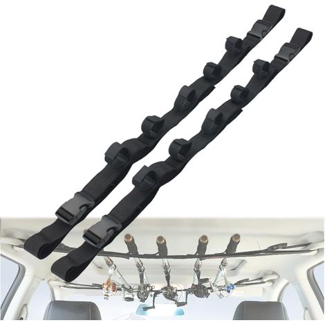 Lot de 2 Supports Canne, Sangle Réglable 30-54 Pouces, Fixation 5 Cannes, pour Voiture Wagon SUV Camion (1/5)